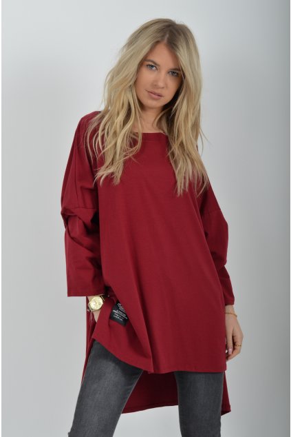 Bordó oversize tričko ES6338