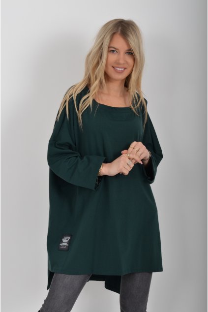 Lahvově zelené oversize tričko ES6343