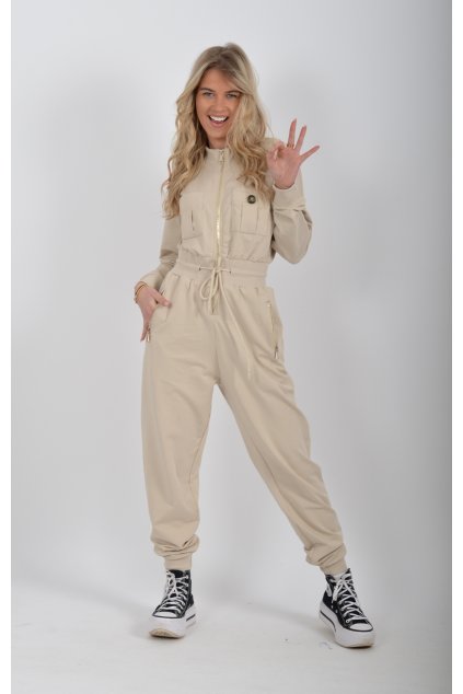 Béžový mikinový overal ES6363
