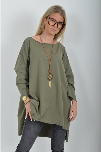 Khaki oversize tričko ES6393