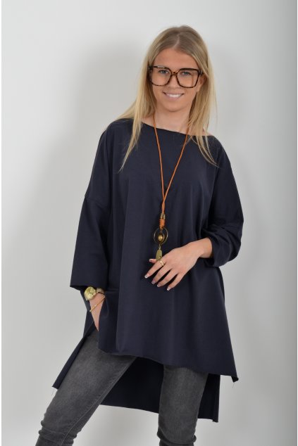 Tmavě modré oversize tričko ES6399