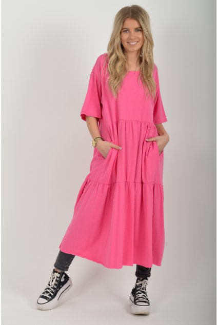 Růžové bavlněné šaty ES6429
