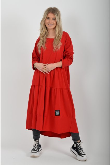 Červené bavlněné šaty ES6454