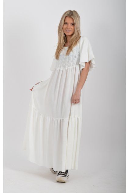 Dlouhé bílé šaty ES6629