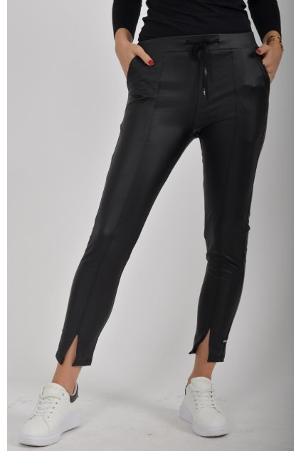 Černé koženkové kalhoty ES1416