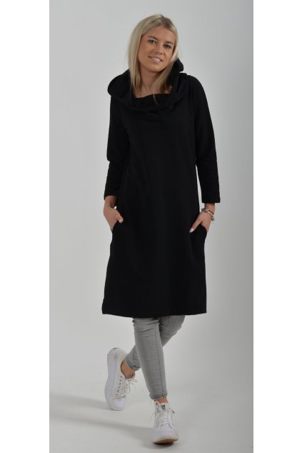 Černé mikinové šaty ES1864