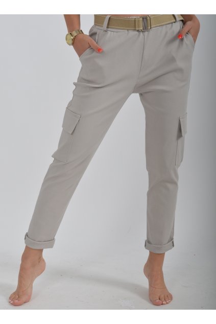 Béžové kalhoty s páskem ES2198