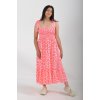 Růžovo-bílé vzorované šaty ES4817
