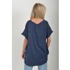 Tmavě modré lněné tričko ES6752