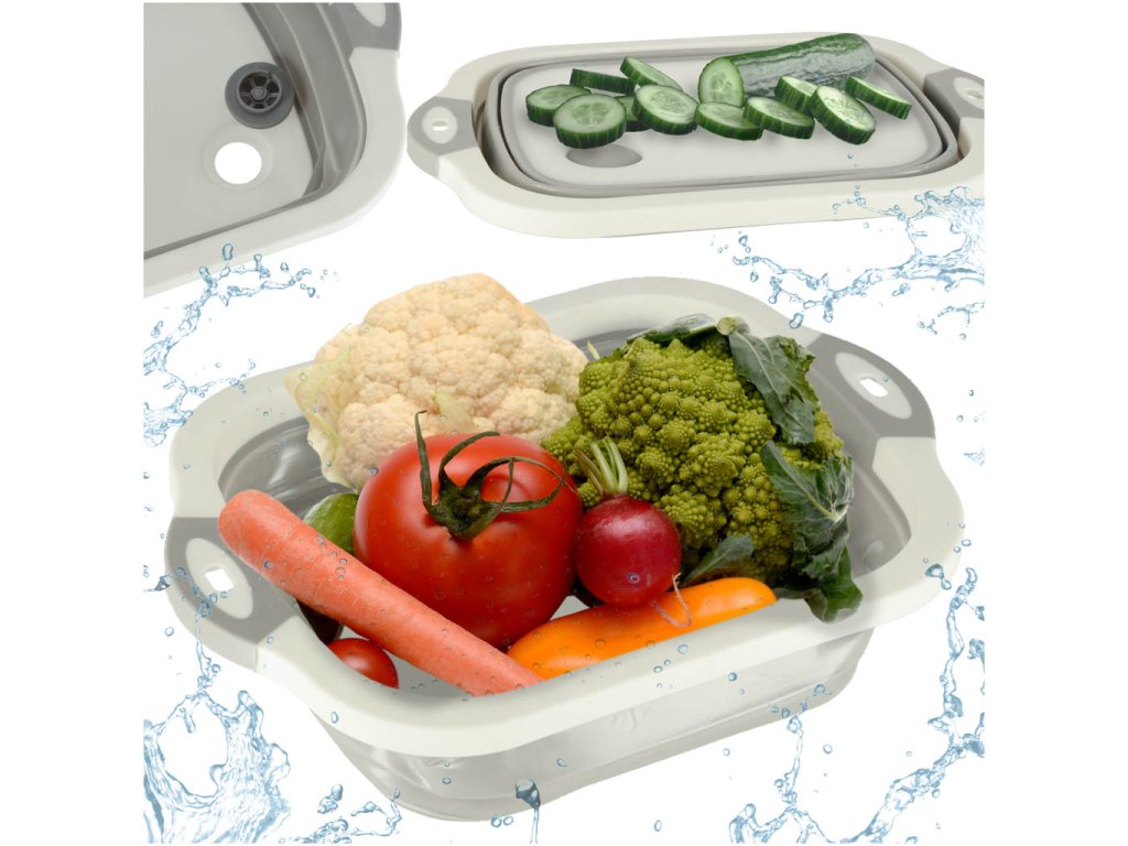 Miska skladana silikonowa z odplywem deska do krojenia zlew turystyczny ociekacz 173139