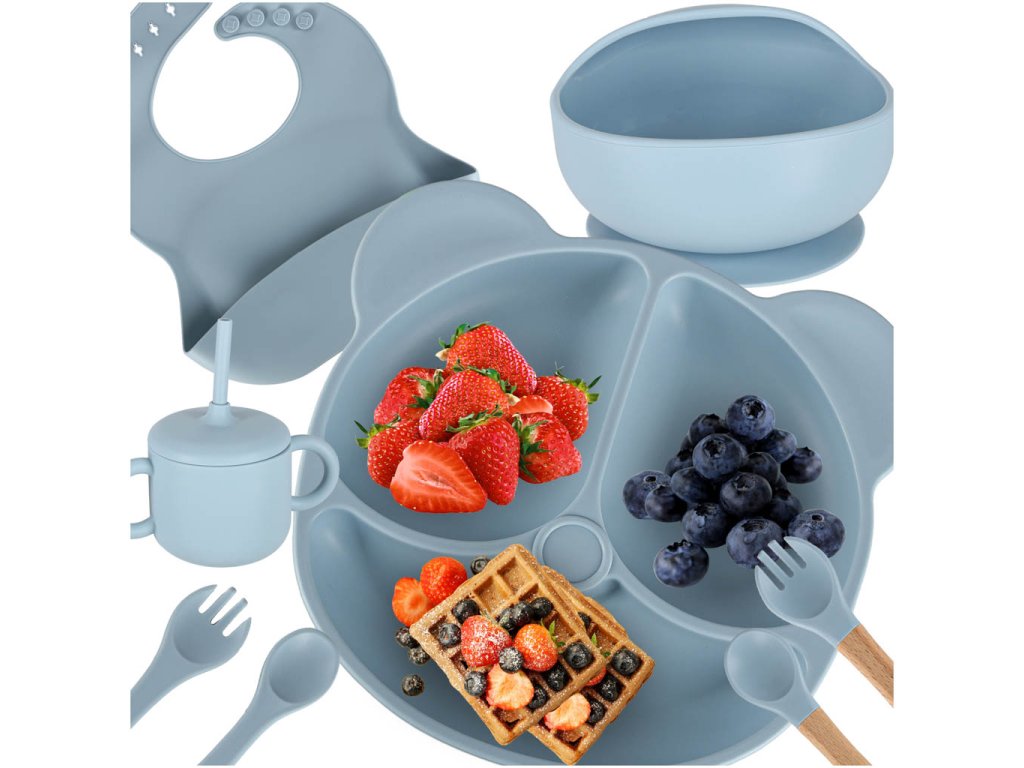 Naczynia silikonowe dla dzieci zestaw 8 elementow mietowy 176610