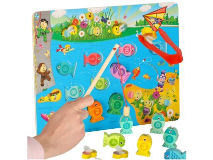 Montessori dřevěná rybářská hra s magnetem na včely