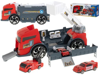 Transporter ciezarowka auto 2w1 parking laweta czerwony 90570(2)