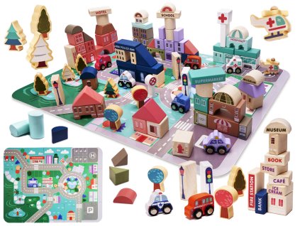 Vzdělávací dřevěné puzzle města 135el.