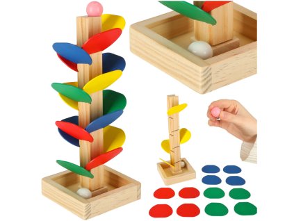 Drzewko edukacyjne klocki drewniane tor kulkowy Kulodrom Montessori 142691