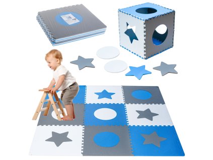 Puzzle piankowe mata 180x180cm 9 elementow szaro niebieska 140101