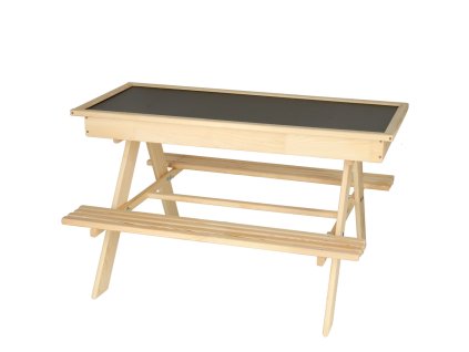 Meble ogrodowe dla dzieci stolik 2 lawki piaskownica tablica kredowa schowek 93 x 78 x 68 cm 150322