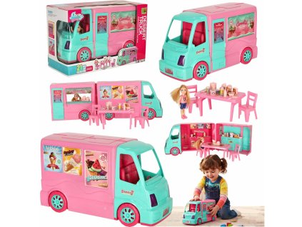 Samochod dla lalek kamper food truck zestaw 21 el 180338