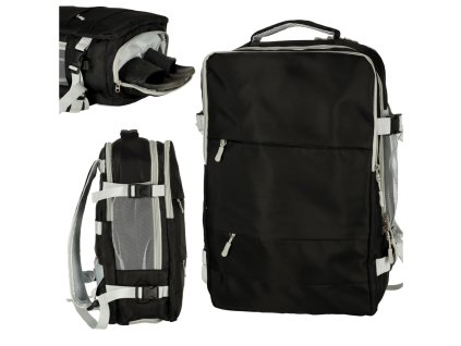 Cestovní batoh do letadla vodotěsný USB kabel 45x16x28cm černý