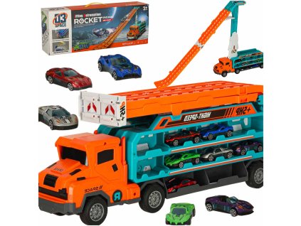 Tor wyscigowy samochodowy laweta transporter 6 el pomaranczowy 161987