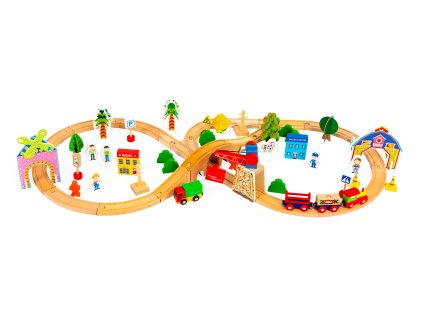 Dřevěný vláček 74 dílků ECOTOYS