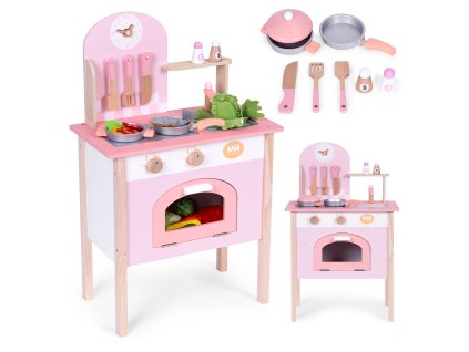 Dětská růžová kuchyňka s 8 doplňky trouba kohoutek dřez ECOTOYS