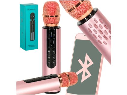 Bezdrátový mikrofon pro karaoke Bluetooth růžový