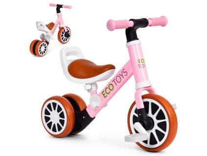 175592 trojkolka na bezky s pedalmi 2v1 ruzova ecotoys