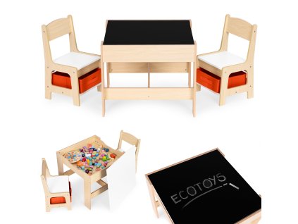 175949 ecotoys detsky set stolik s tabulou a 2 stolicky