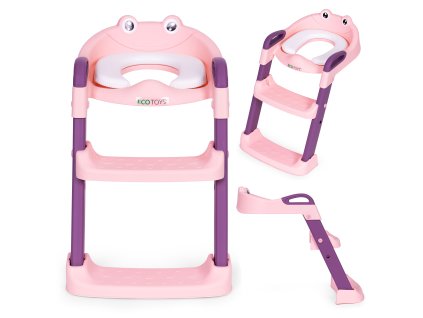 174626 ecotoys nastavec na wc pre deti so schodikmi ruzovy