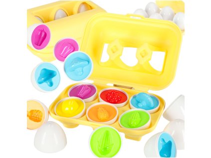 vzdělávací puzzle třídič zápas zápas tvary vejce montessori ovoce zelenina 6ks