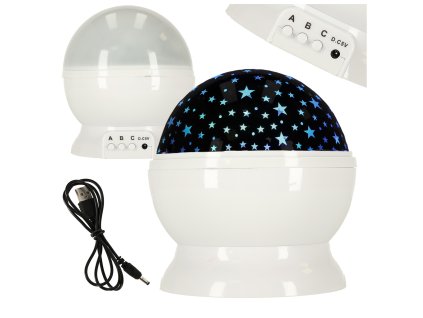 Lampka nocna projektor gwiazd 2w1 USB biala 135659