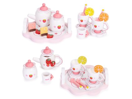 177488 dreveny cajovy set 14 ks jahodky ecotoys