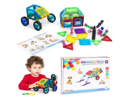 182375 magneticke stavebne kocky 48 dielov domcek a auto
