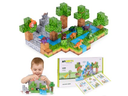 182378 magneticke stavebne kocky 142 ks s dinosaurami