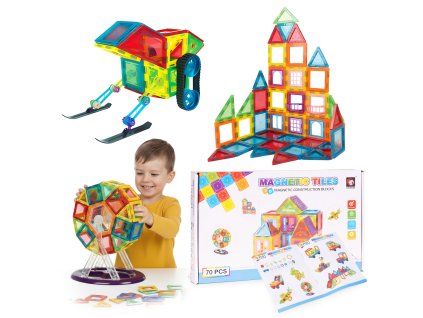 182444 magneticke stavebne kocky 70 ks domcek a auticko