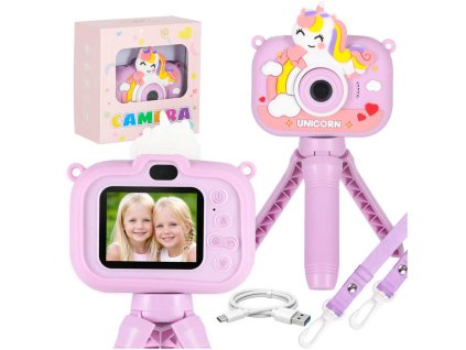 Aparat fotograficzny cyfrowy dla dzieci na statywie jednorozec fioletowy 180897