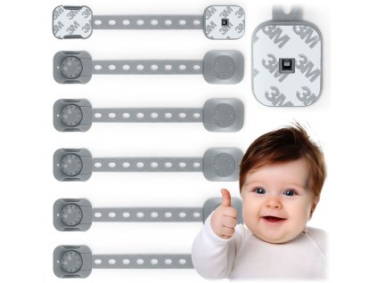 Ricokids bezpečnostní zařízení pro otevírání skříněk 798201 6 ks šedá