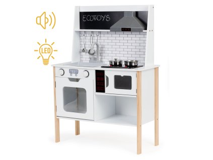 Dřevěná kuchyňka pro děti + zvuky světel ECOTOYS