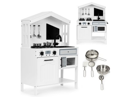 158138 6 drevena detska kuchynka ecotoys s rurou a mikrovlnkou