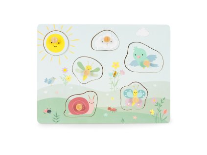 Dřevěná senzorická tabule s různými druhy materiálu ECOTOYS