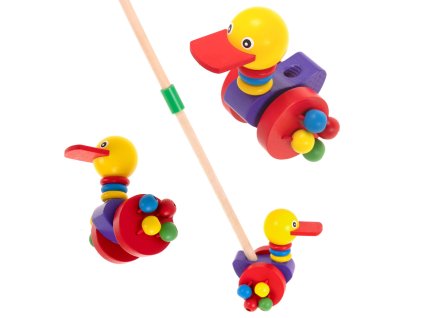 Pchacz na kiju kaczka spacerowa drewniana 84991(2)