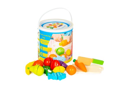 158294 1 drevene ovocie a zelenina na krajanie 13 ks vedierko