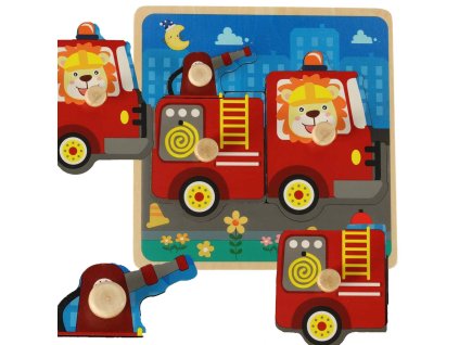 Puzzle drewniane sorter ukladanka straz pozarna 158415