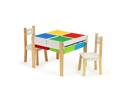 Dřevěná sada dětského nábytku stůl + 2 židle ECOTOYS