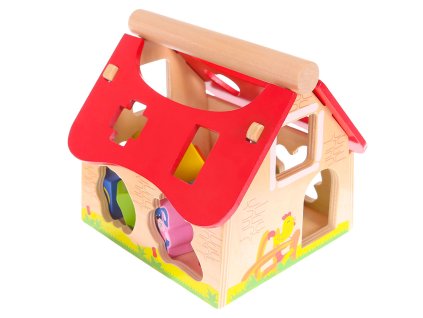 158600 1 dreveny domcek triedicka s blokmi ecotoys