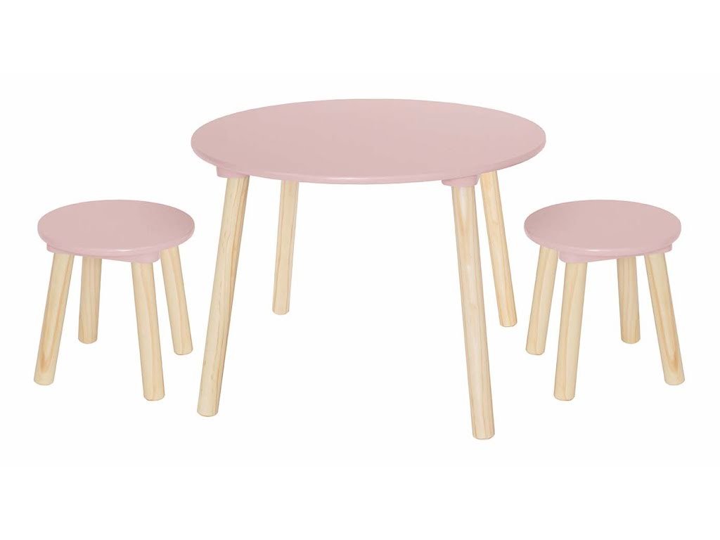 Stôl a 2 stoličky ružový