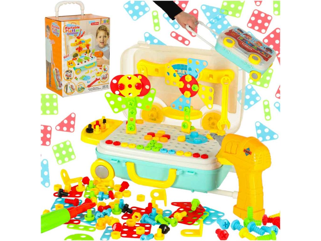 Wkretarka wiertarka srubki klocki konstrukcyjne 258 elementow 166906