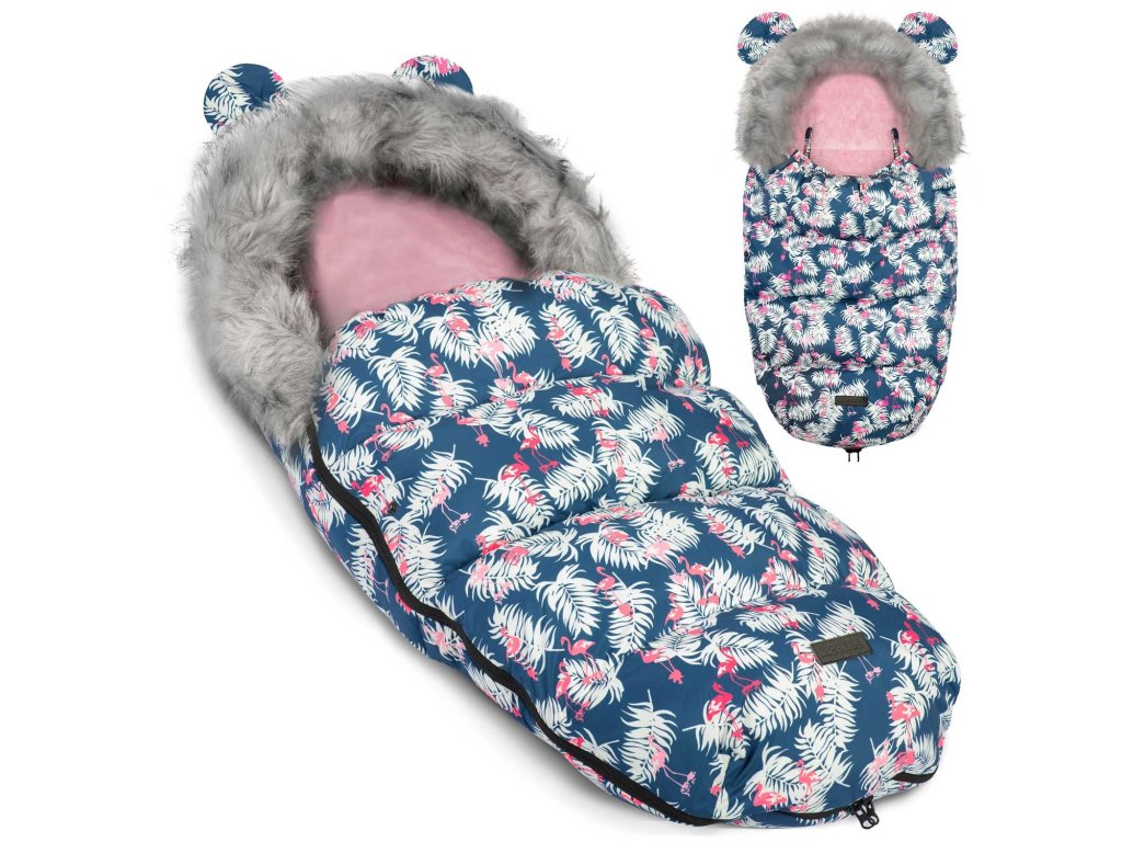 Spací vak do kočíka Elmi Ricokids - modrý s plameniakmi