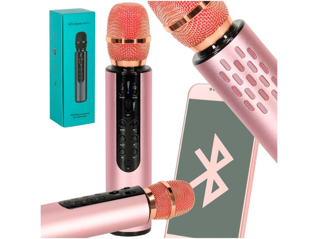 Mikrofon bezprzewodowy do karaoke Bluetooth rozowy 162073